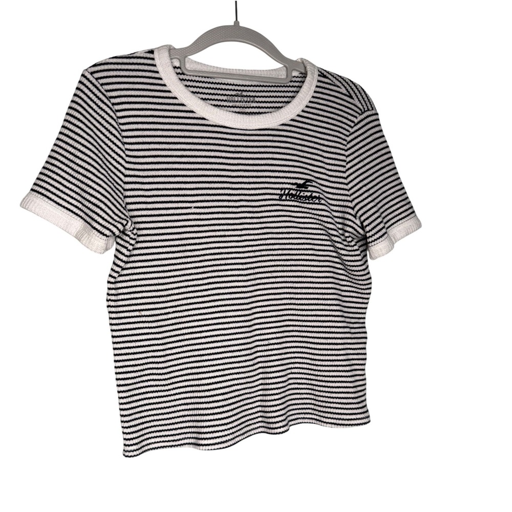 Hollister Navy blue and white stripe t-shirt